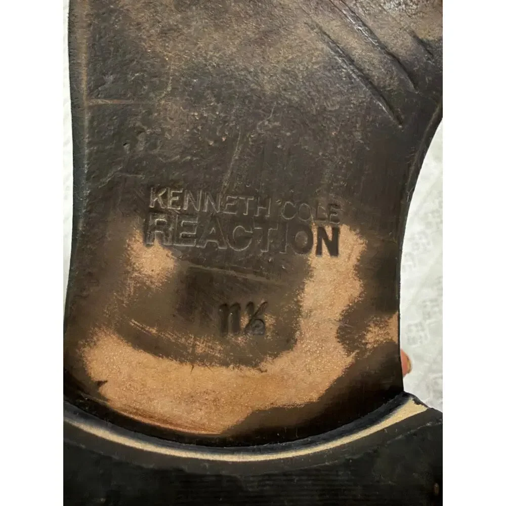 Kenneth Cole Reaction Men's Black Leather Chain Loafers Dress Shoes Slip On 11.5